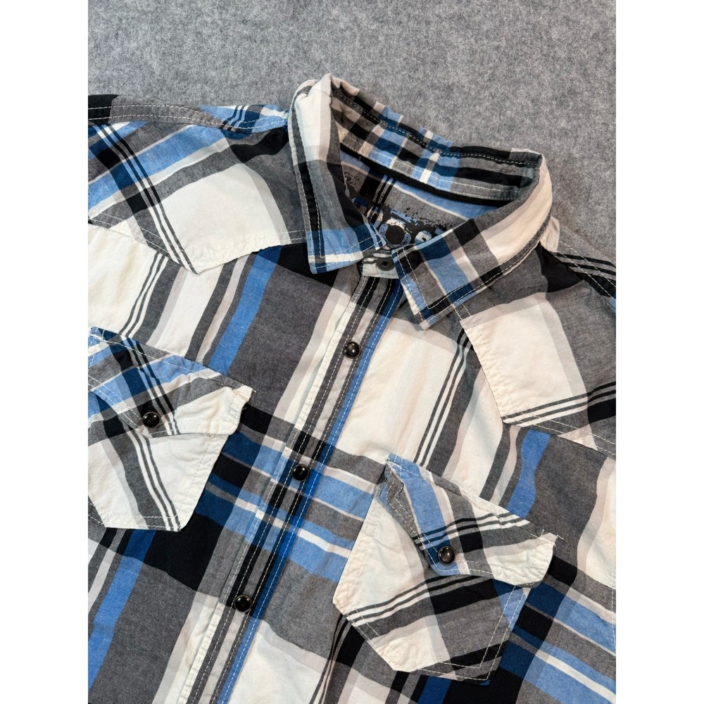 Aeropostale‎ Mens XL Blue Plaid Western Long Sleeve Pearl Snap Button Down Shirt